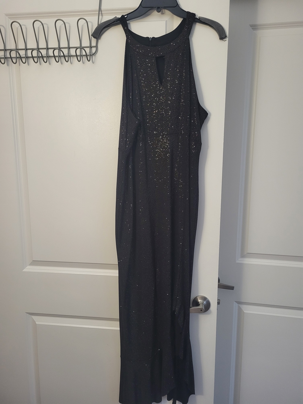 Black Sparkle Halter Maxi Dress